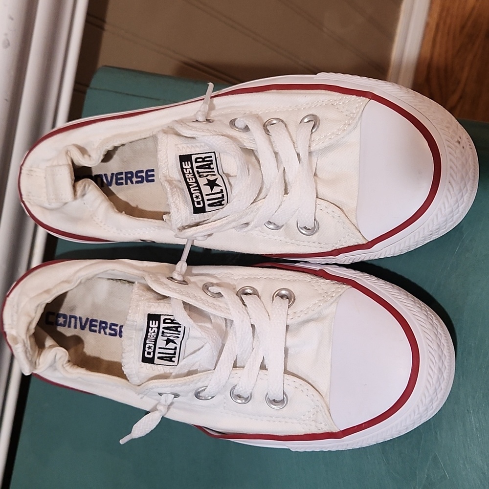 Converse White and Red Athletic Shoes - Picture 5 of 7